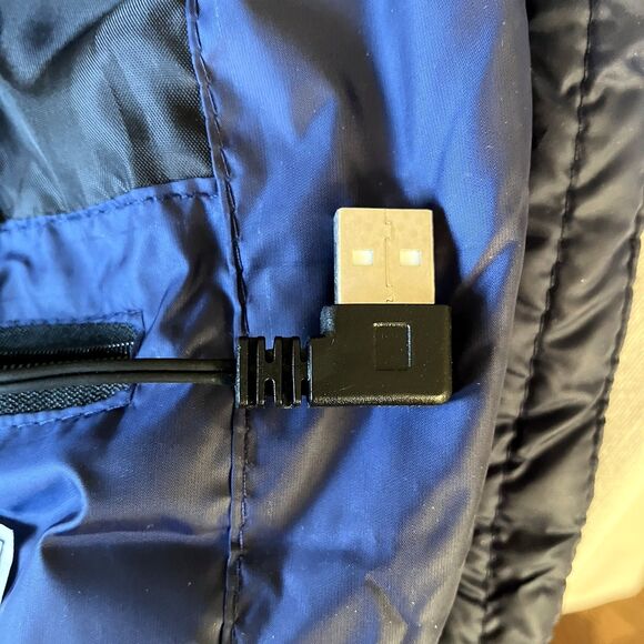 Heated Puffer Vest Changeown Sleeveless Blue USB Zip Mens XS S Snowboard Ski - Picture 4 of 16